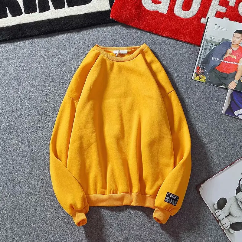 

Solid Color Full Sleeve Women men Sweatshirt Basic Loose Women Tracksuit Female Hoodies Loose Pullovers Sweatshirt 2020