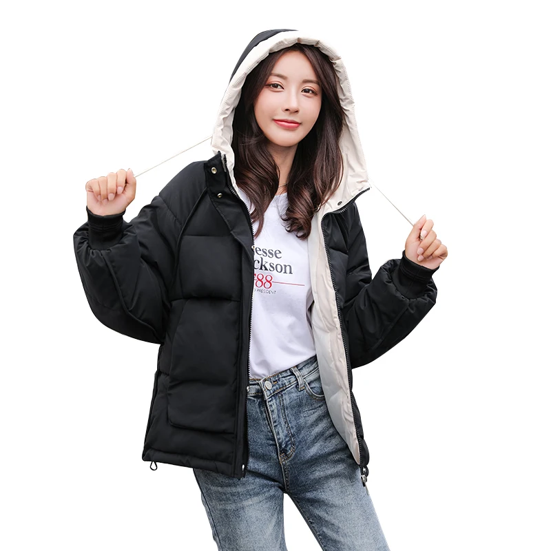 

Hooded parkas Women 2019 winter Fashion jacket Coats Lady High quality Jackets Pocket female Coat Women Padded Chamarras