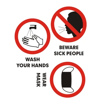 

Hand Washing Wear Mask Sign PVC Publicity Wall Sticker Prevention Decals Creative Furniture Unique Wall Stickers