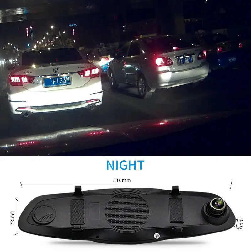 Двойной объектив HD 1086P Автомобильное зеркало заднего вида DVR камера ночного видения