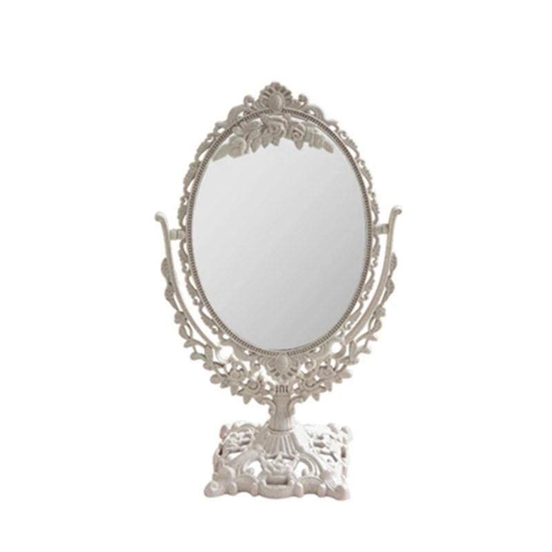 Nordic Silver Plastic Vintage Decorative Mirror Small Round Make Up