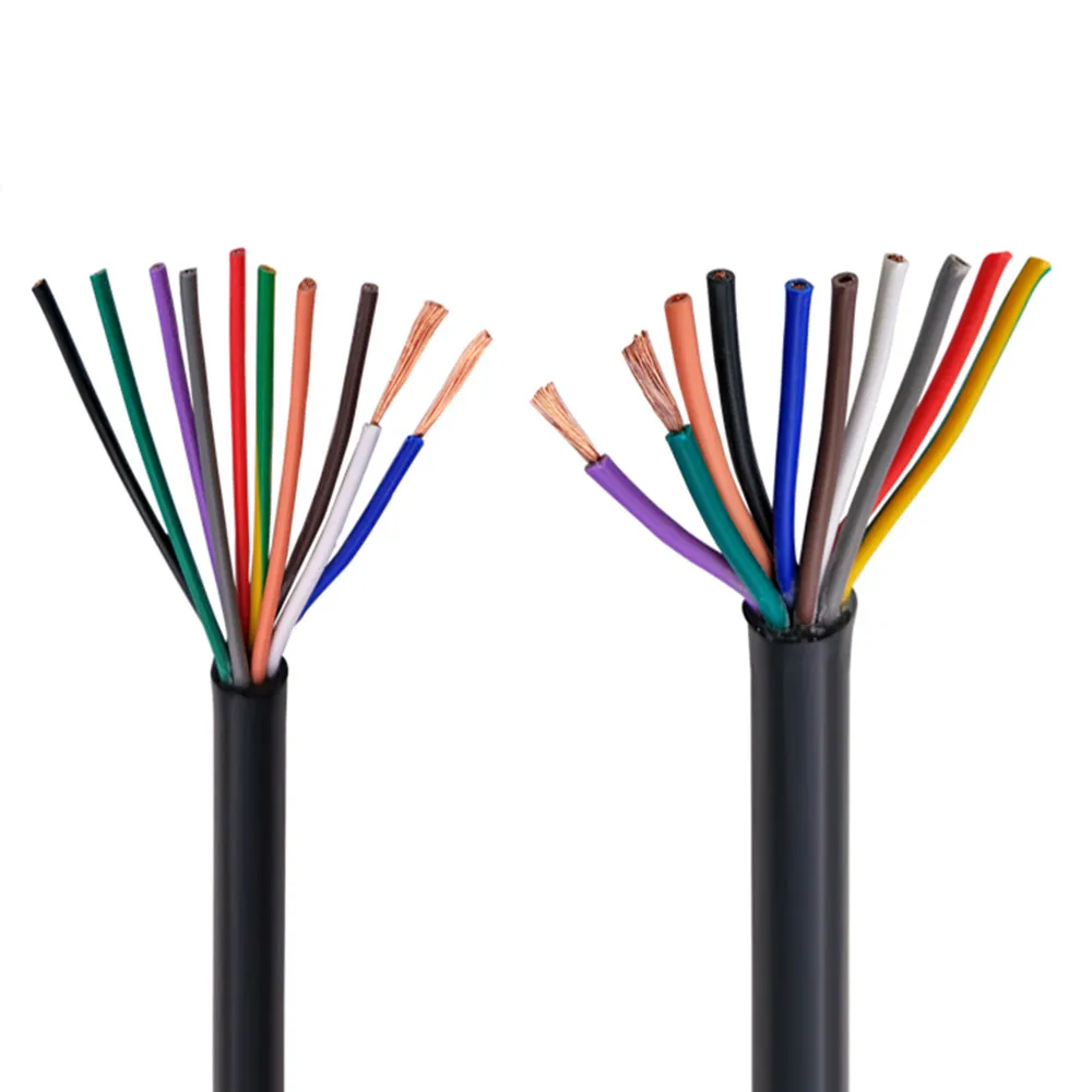 RVV black cable 20AWG 0.5MM 2 core 3 core 4 core 5 core 6 core 7 core 8 core 10 core 12 core 16 core 20 control signal wire