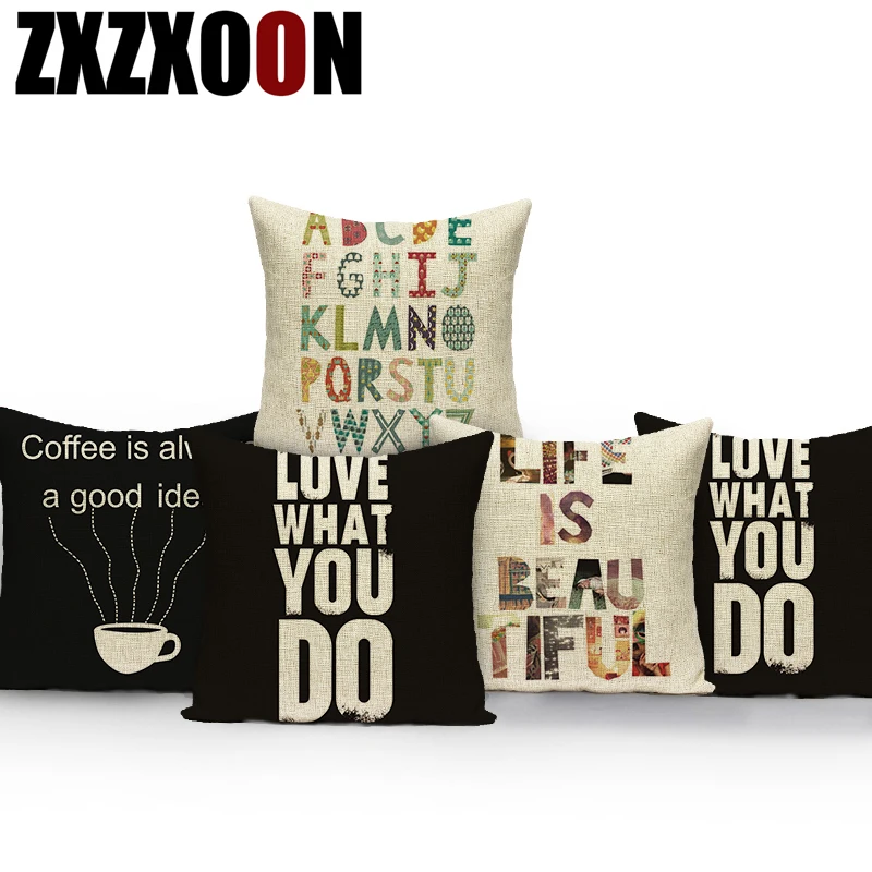 Letter Life Is Beautiful Polyester Decorative Pillows Case Square Sofa