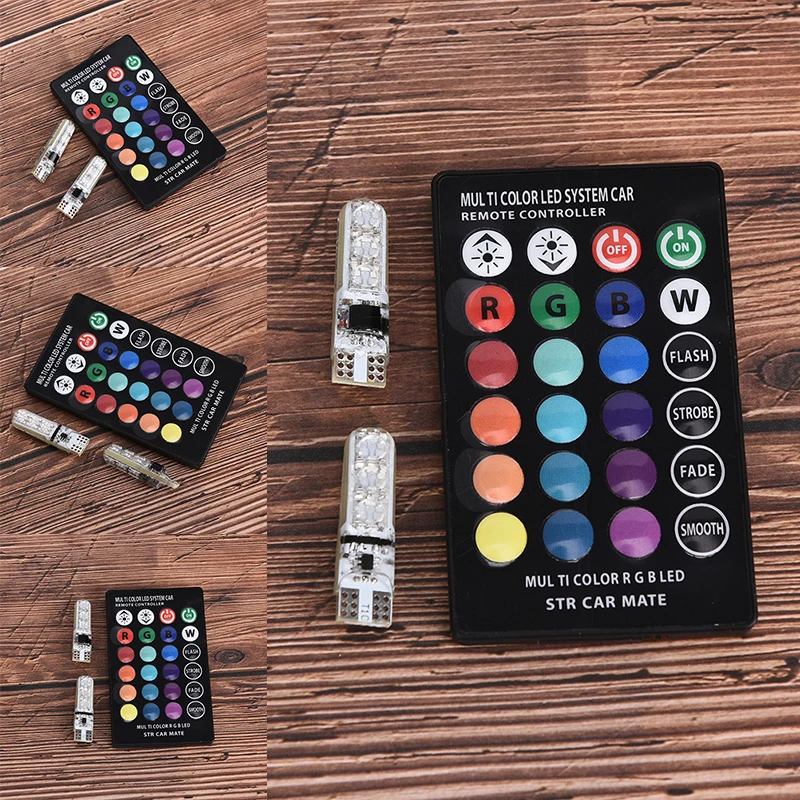 2 шт T10 5050 W5W 6 SMD пульт дистанционного управления RGB светодиодный автомобильный купольный светильник для чтения лампа