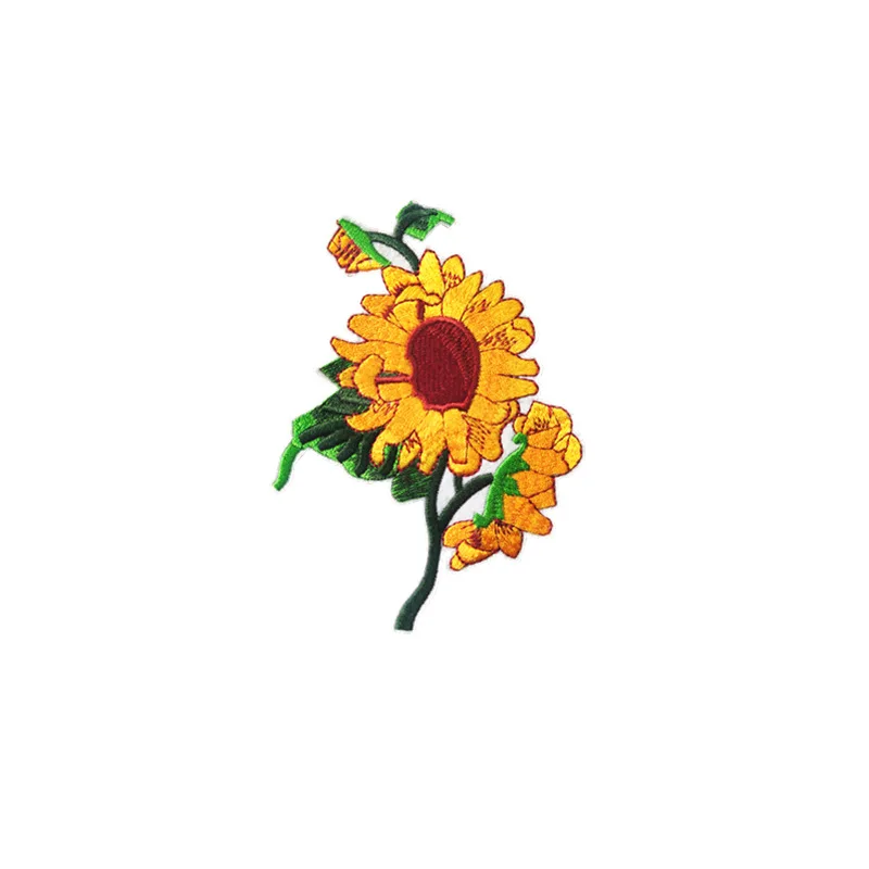 해바라기 자수 패치 다림질 헝겊 스티커 의류 열 접착 패치 다리미 재봉 아플리케 DIY Coudre Naszywki