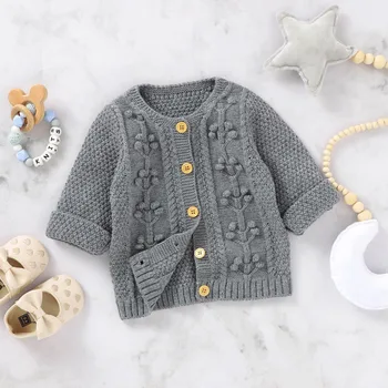 

Autumn Children Cardigan Kids Sweatshirt Baby Boy Girl Cardigan Solid Print Knitted Cotton Casual Sweater Outerwear Clothes