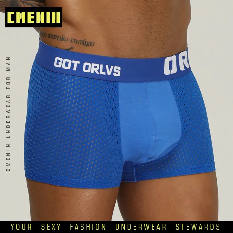 ORLVS Mesh мужские трусы боксеры Homme Мужское нижнее белье Соблазнительные Hombre