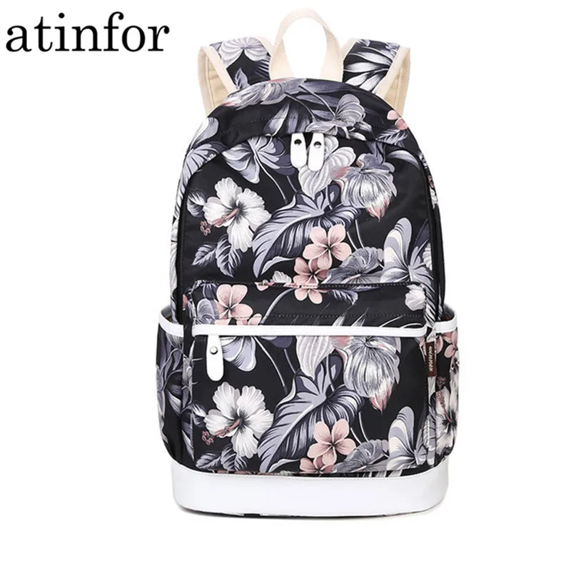Женский водонепроницаемый холщовый рюкзак с цветочным принтом|backpack schoolbag|schoolbag for