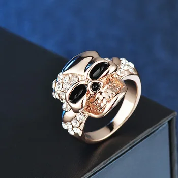 

European and American Jewelry Fashion Retro Punk Style Skull Diamond Set Ring Ring Cross-Border Original Jewelry