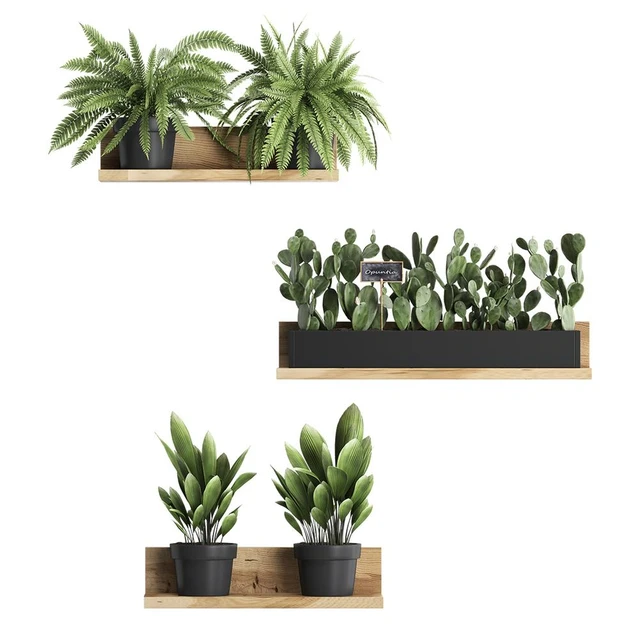 4 pièces Nordique En Pot Plante Verte 3D Effet Auto-Adhésif