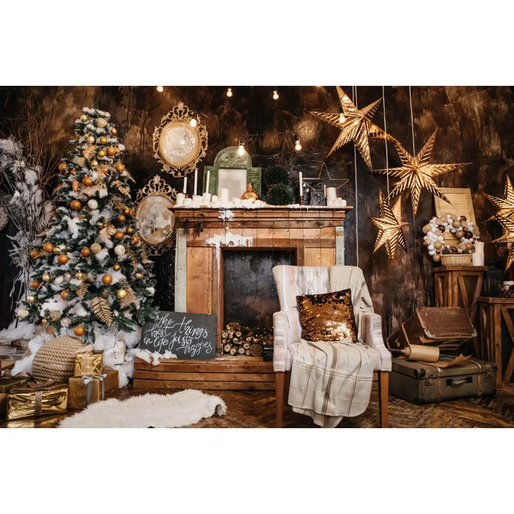 Yeele Рождественская елка камин звезды стул домашний декор фотографии фоны индивидуальные фотографические фоны для фотостудии - Цвет: NBK11235