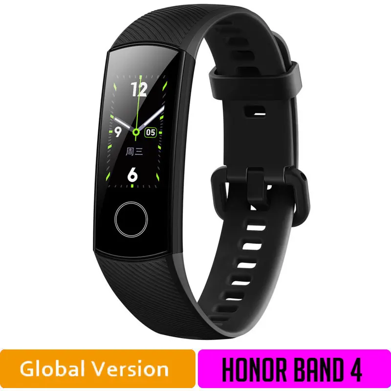 Браслет HONOR Band 4, умный фитнес-браслет, трекер, спортивный браслет, трекер активности в реальном времени, смарт-носимые устройства - Цвет: BlackGlobal4