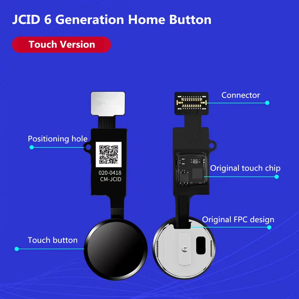 10pcs 6th Generation JC Home Button For iPhone 7 8 Plus SE 2020 7P 8P Return Function Solution No Touch ID Bluetooth Short Flex