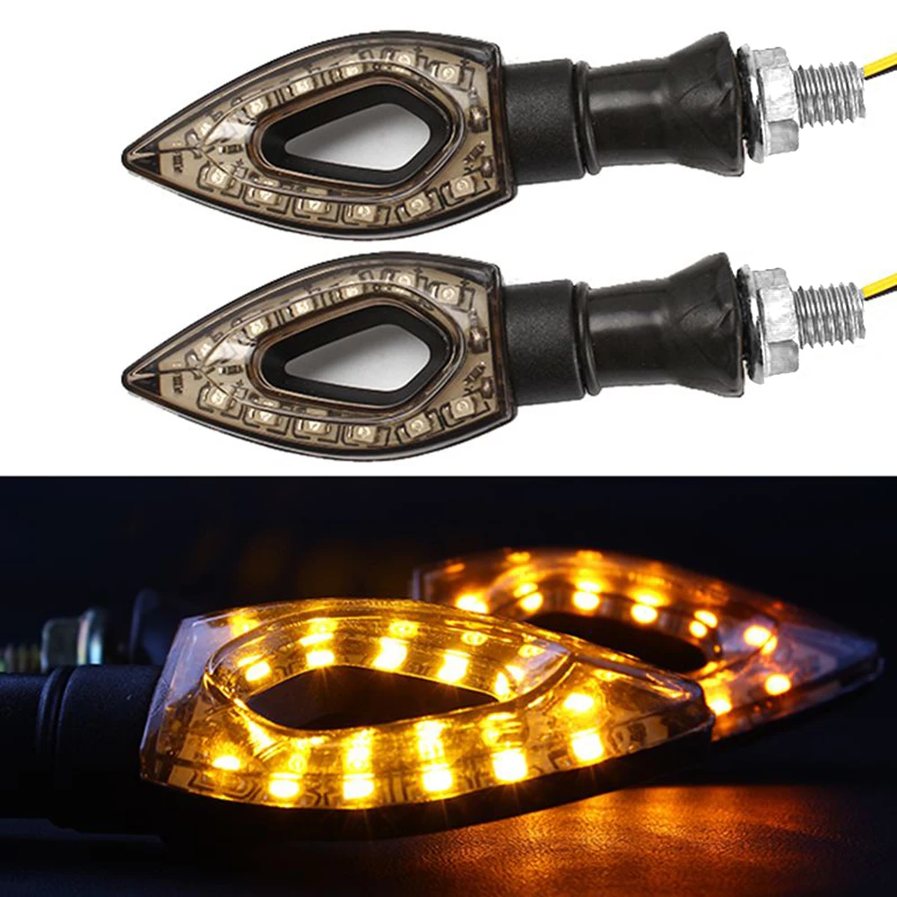 For Honda Suzuki For Ducati Motorcycle Turn Signal Universal 1 Pair Waterproof 12 Led Amber Lights