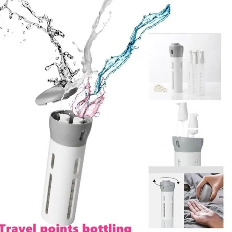 4In1 Travel Dispender Shampoo Shower Gel Empty Bottles Set Refillable Container 5