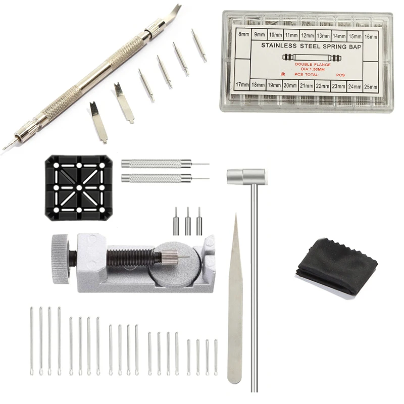 

Watch Band Strap Tool Kit,106 In 1 Link Remover,Spring Bar Tool With Extra 72Pcs Pins,20Pcs Cotter Pin,1Pcs Holder,1Pcs Head Ham
