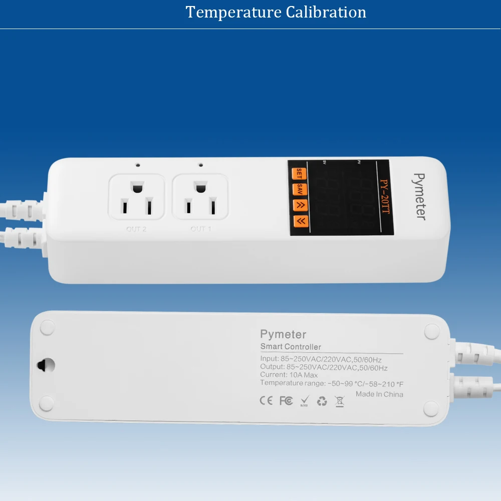 Pymeter 2 Probe Temperature Controller PY-20TT Dual Socket Home-brewing Aquarium Incubator Greenhouse Thermostat