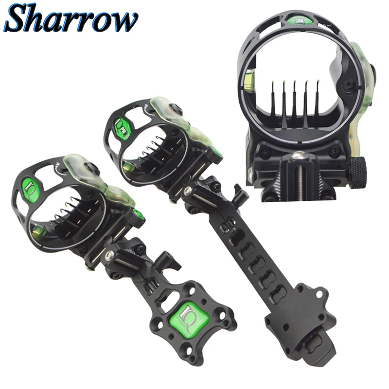 

Competition Compound Bow 5Pin Sight Scope Retina Lock Micro Adjust Long/Short Pole Bow Sight for Hunting Archery Accessories