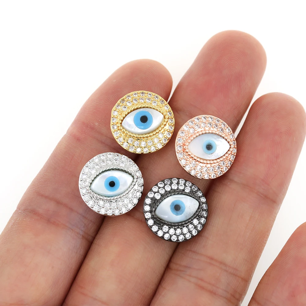 

Round Devil's Eye Micro-inlaid Zircon Perforated Spacer Beads Bracelet Necklace Beaded Accessories