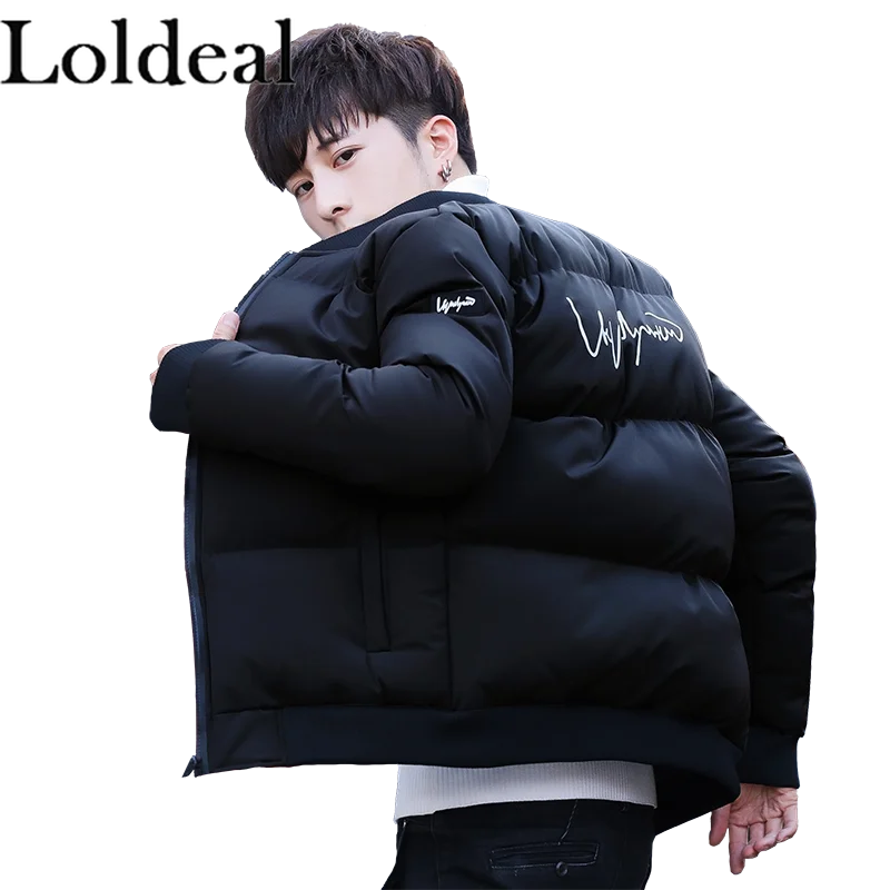 

Loldeal Men Winter Jackets Fashion Warm Thick Stand Up Stand Batik