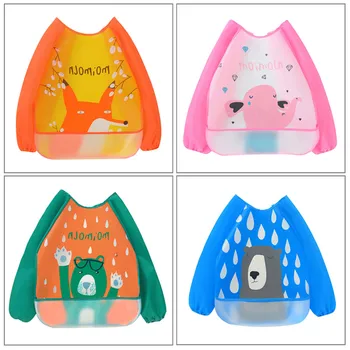 

New Baby Cartoon Waterproof Bibs Stain Resistant Cape Bib Children Drawing Smock for girl and boy baby Children Washable Bib