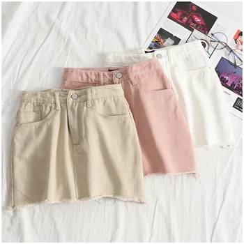 

Skirts Women Korean Skirt Sweet Slim Solid Female Womens Trendy Irregular A-Line Pockets Harajuku Ulzzang Girls Chic Summer