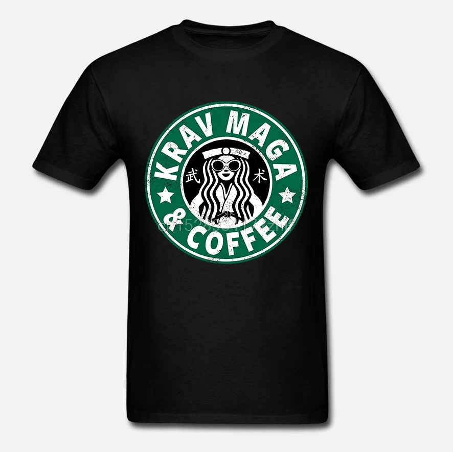 Мужская футболка с коротким рукавом KRAV MAGA AND COFFEE FUNNY Футболка женская Топы | одежда