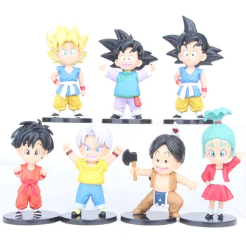 

Anime Dragon Ball Z 6pcs/set Son Gokou Bulma Trunk Young Kids Sign Figure Model Toys for Children 10-12cm