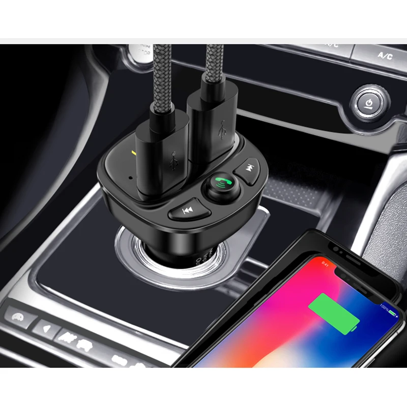 Car Bluetooth MP3 Player With U Disk TF Card Music Displaying Kit 2 USB Ports Charger Adapter Digital Screen Audio Fm Modulator