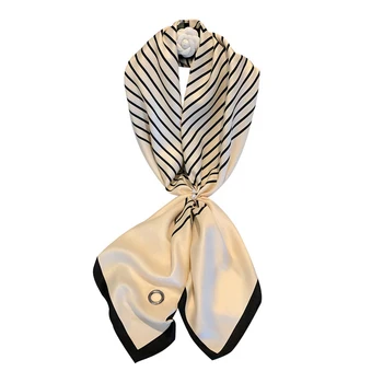 

Women Fashion Casual Sunscreen Geometric Stripe Pattern Large Square Scarf All-match Scarf Black And White Wave Point Wrap