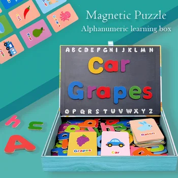 

Baby Wooden 3D Magnetic Puzzle Jigsaw Wooden Toys Numeral Alphabet Puzzles Intelligence Kids Educational Jigsaw Gift Box Product