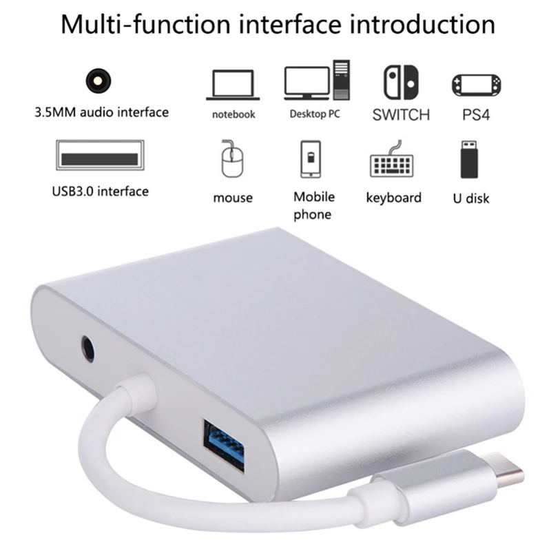 ABKT-Usb Type C To Hdmi Vga Usb 3.0 Charging Adapter Converter Usb-C 3.0 Hub Adapter For Macbook Pro Pixel Mate10 Samsung