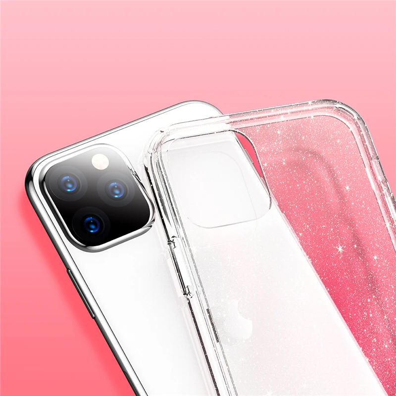 ROCK Мерцающий Порошок прозрачные телефонные чехлы для iPhone 11 XI R Max Bling Star Блестящий мягкий TPU блестящий чехол Coque Funda