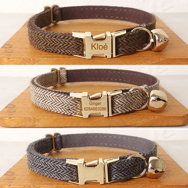 Cat Collar with Bell Bow Personalized Engraving Nameplate Kitten Collars Cat Necklace Customized Small Dogs Chihuahua Yorshire Cat Collar with Bell Bow Personalized Engraving Nameplate Kitten Collars Cat Necklace Customized Small Dogs Chihuahua Yorshire