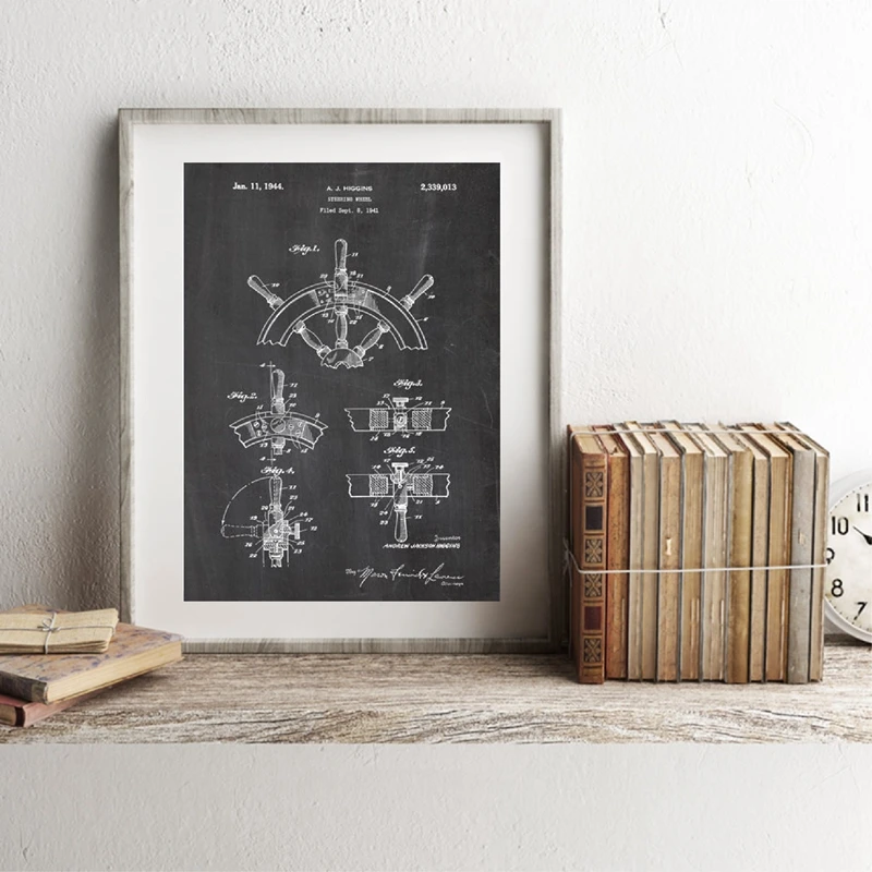 Sailing-Patent-Blueprints-Vintage-Posters-Print-Sailboat-Yacht-Design-Anchor-Ship-Wheel-Nautical-Patent-Painting-Beach