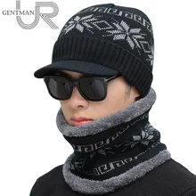 2pcs / комплект шапка С забралом мода Снежный дизайн шапка мужская и шапка женская зимняя вязание шапки для мужские женские теплый толстый плюс футеровка акрил шапка