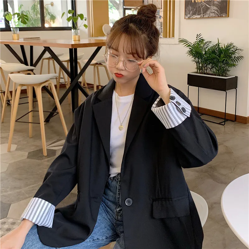Autumn New Style Korean-style Loose-Fit Slimming Long Sleeve Casual Online Celebrity Suit Graceful Coat Women's Vintage Hon