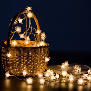 

Led String Light Rose Flower Garland 10M 20M 30M 50M Outdoor Christmas Party Decor RGB Lights Garden AC 220v Holiday lighting