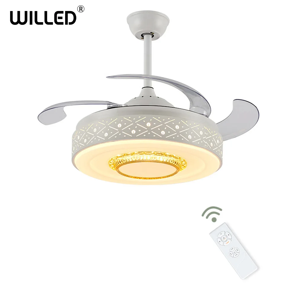 

220V ceiling fan+lamp with APP remote control Invisible Leaves light frequency conversion bluetooth living bedroom decoration