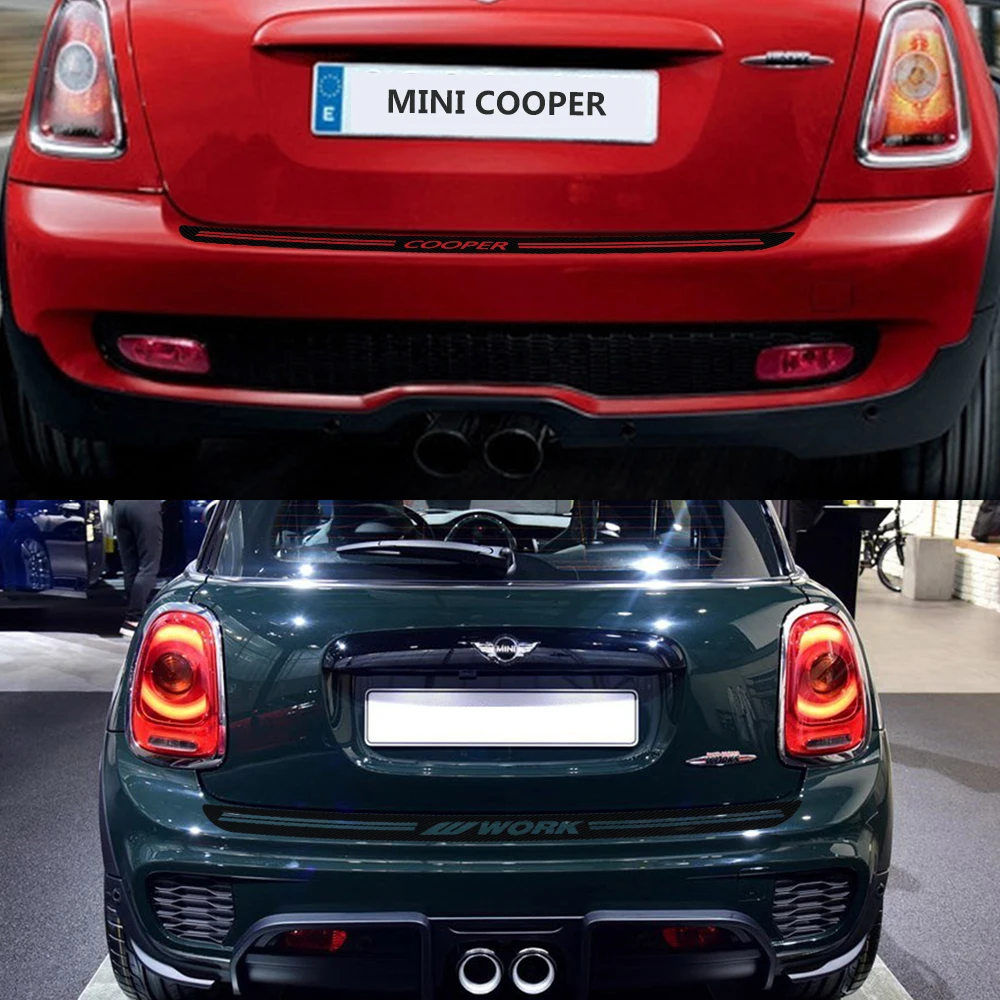Carbon Fiber Car rear bumper Trunk load edge Protector Guard Trim Stickers For MINI Cooper S JCW R5