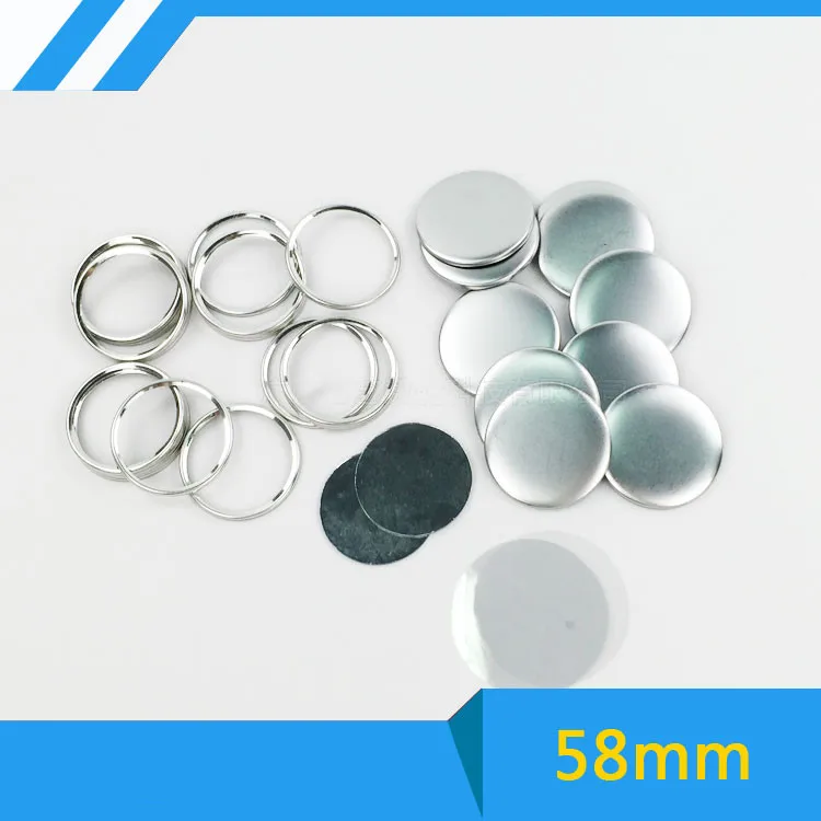 Free Shipping 58mm 100Sets Mirror Button Supply Materials for NEW Professional Badge Button Maker abs plastic filament