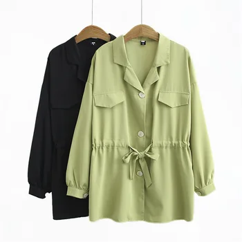 

Fat Mm202020 Versatile Leisure Top Increase Code Suit Collar Waist Lace Shirt Coat 2001