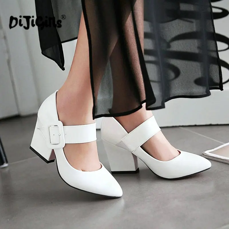 

DIJIGIRLS Women Shoes Pump Japanned Leather Single Female Sweet White Pointed Toe Fashion High-Heeled High Heel Vintage