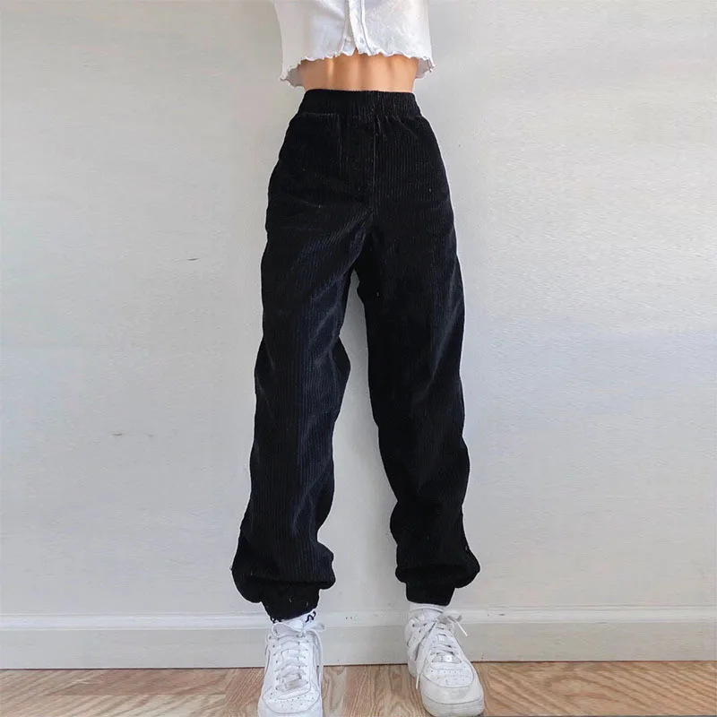 

2021 Spring and Winter High Waist Pocket Casual Pants Loose Corduroy Comfortable Soft Fashion Casual Leggings Women's Sweatpants