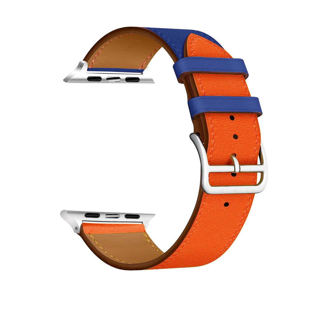 Eastar Высокое качество кожаный ремешок для наручных часов Apple Watch, версии Series4 3, 2, 1, спортивный браслет, 42 мм, 38 мм, ремешок для наручных часов iwatch, 5 полос 40 мм 44 мм - Цвет ремешка: Blue Orange
