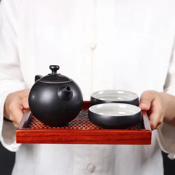 

A Pot of Two Cups Travel Tea Black Zen Japanese Dry-Bulb Ceramic Kung Fu Tea Set Travel Tea Set Tea Ceremony Set Chinese Tea Set