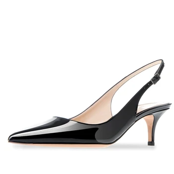 

Shoes Woman Spring Slingbacks 6cm High Heels Pumps Big Size shoes Pinted Toe Patent Leather Pumps Mid heel for Men Sadals