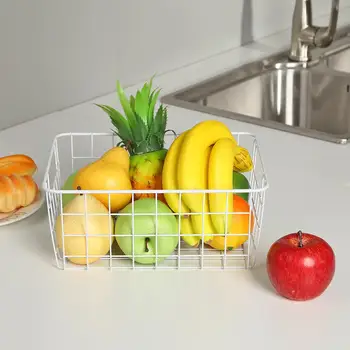 

Stainless Iron Wire Organizer Holder Desktop Fruit Sundries Book Storage Basket Household Bathroom Kitchen Sundries Container