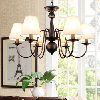 

LED Rustic American Style Linen Lampshade Free Shipping Chandelier for Bedroom Living Room Foyer Study Hotel Room Modern E14 AC