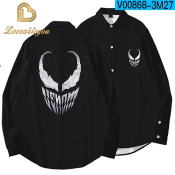 

Spider Venom Shirt 3d Printed Shirts Men Women Casual Shirt Long Sleeve Loose Shirt Super Hero Turn-down Collar Tops